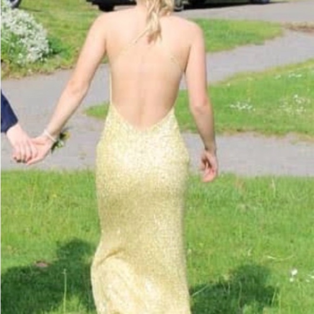 Yellow Sequin Prom Dress